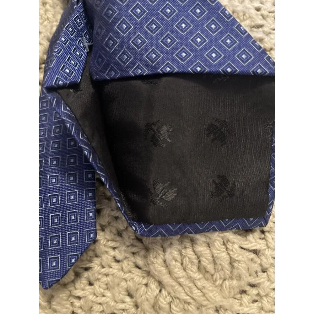 BROOKS BROTHERS 346‎ Men's 100% Silk Necktie Designer Geometric Squares Blue